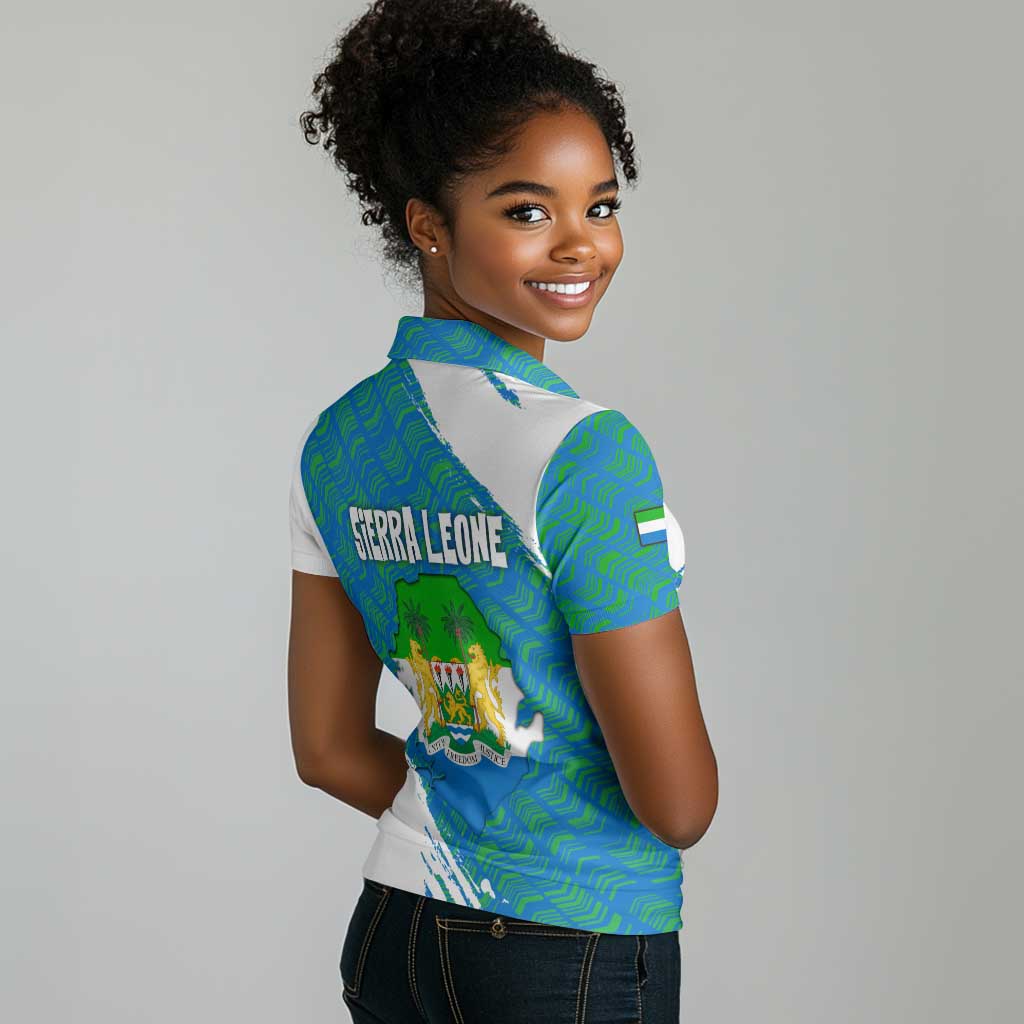 Sierra Leone Crest Women Polo Shirt with National Coat of Arms and Flag Colors