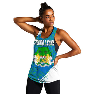 Sierra Leone Crest Women Racerback Tank with National Coat of Arms and Flag Colors