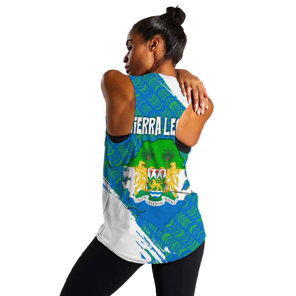Sierra Leone Crest Women Racerback Tank with National Coat of Arms and Flag Colors