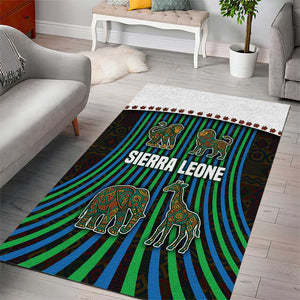 Sierra Leone Area Rug - Tribal Animal Pattern Featuring Lion Elephant Giraffe and Monkey