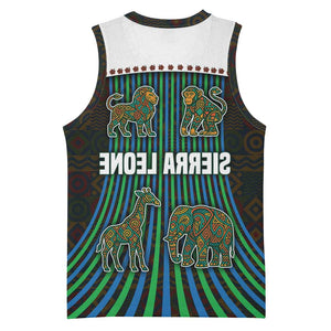 Sierra Leone Basketball Jersey - Tribal Animal Pattern Featuring Lion Elephant Giraffe and Monkey - African Pride