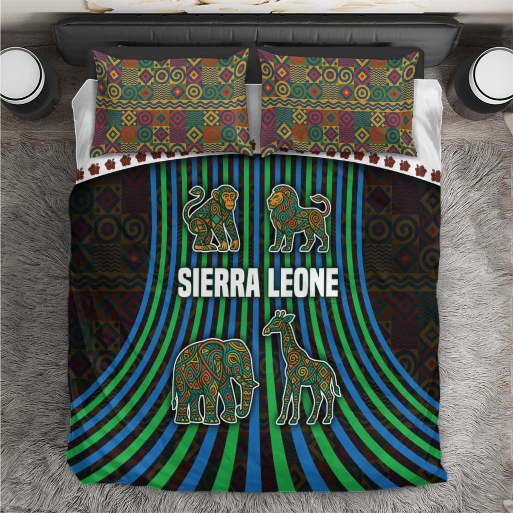 Sierra Leone Bedding Set - Tribal Animal Pattern Featuring Lion Elephant Giraffe and Monkey