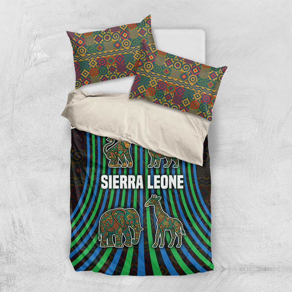 Sierra Leone Bedding Set - Tribal Animal Pattern Featuring Lion Elephant Giraffe and Monkey