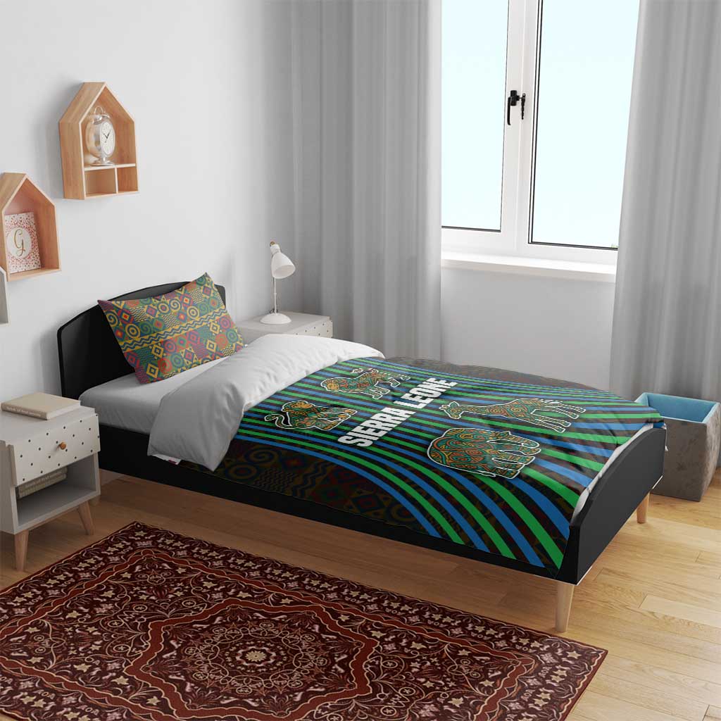 Sierra Leone Bedding Set - Tribal Animal Pattern Featuring Lion Elephant Giraffe and Monkey