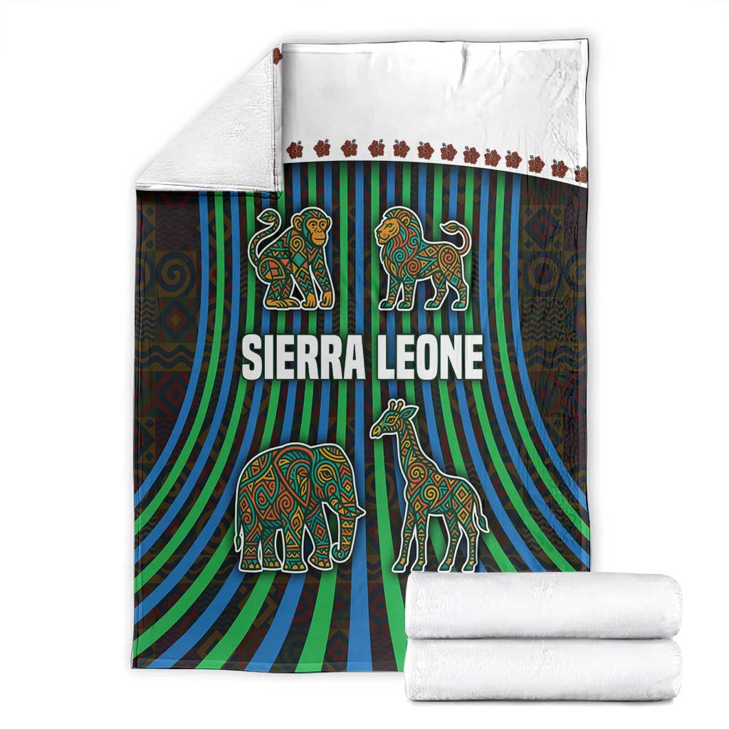 Sierra Leone Blanket - Tribal Animal Pattern Featuring Lion Elephant Giraffe and Monkey