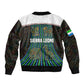 Sierra Leone Bomber Jacket - Tribal Animal Pattern Featuring Lion Elephant Giraffe and Monkey