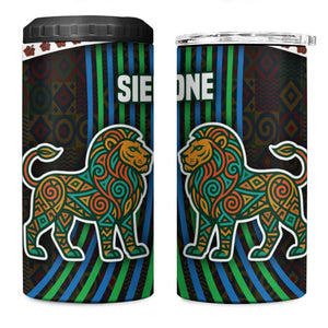 Sierra Leone 4 in 1 Can Cooler Tumbler - Tribal Animal Pattern Featuring Lion Elephant Giraffe and Monkey