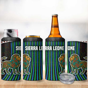 Sierra Leone 4 in 1 Can Cooler Tumbler - Tribal Animal Pattern Featuring Lion Elephant Giraffe and Monkey