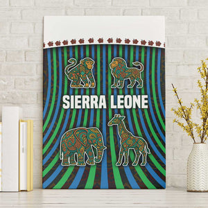 Sierra Leone Canvas Wall Art - Tribal Animal Pattern Featuring Lion Elephant Giraffe and Monkey