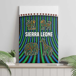Sierra Leone Canvas Wall Art - Tribal Animal Pattern Featuring Lion Elephant Giraffe and Monkey