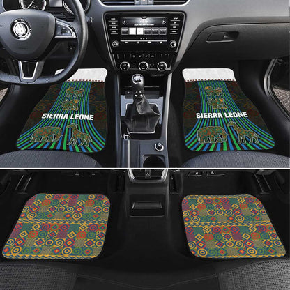 Sierra Leone Car Mats - Tribal Animal Pattern Featuring Lion Elephant Giraffe and Monkey