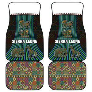 Sierra Leone Car Mats - Tribal Animal Pattern Featuring Lion Elephant Giraffe and Monkey