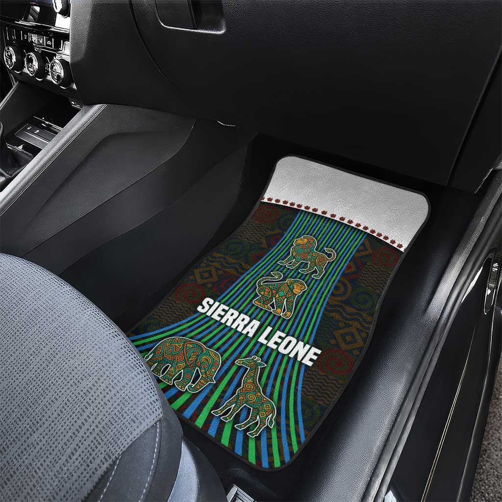 Sierra Leone Car Mats - Tribal Animal Pattern Featuring Lion Elephant Giraffe and Monkey