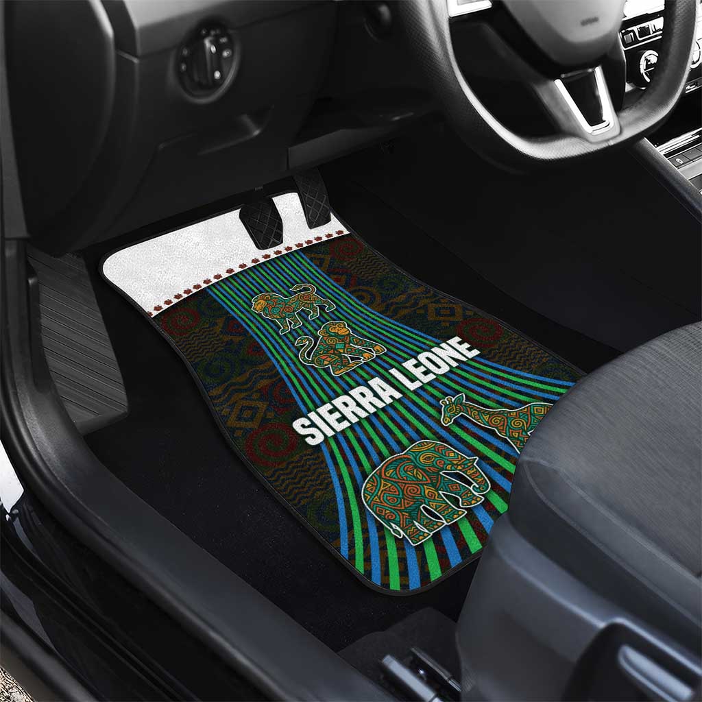 Sierra Leone Car Mats - Tribal Animal Pattern Featuring Lion Elephant Giraffe and Monkey