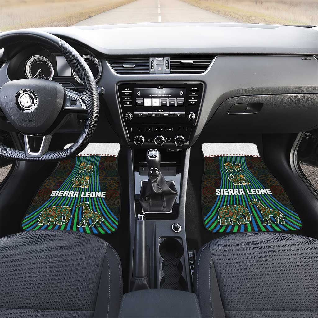 Sierra Leone Car Mats - Tribal Animal Pattern Featuring Lion Elephant Giraffe and Monkey