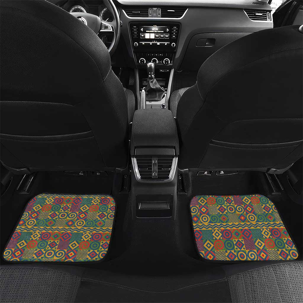 Sierra Leone Car Mats - Tribal Animal Pattern Featuring Lion Elephant Giraffe and Monkey