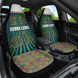 Sierra Leone Car Seat Cover - Tribal Animal Pattern Featuring Lion Elephant Giraffe and Monkey