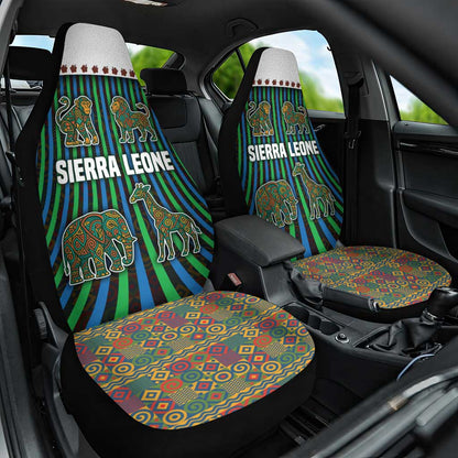 Sierra Leone Car Seat Cover - Tribal Animal Pattern Featuring Lion Elephant Giraffe and Monkey