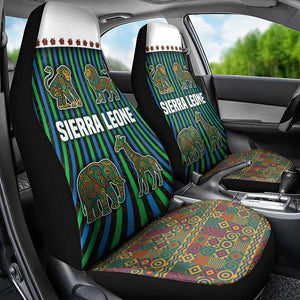 Sierra Leone Car Seat Cover - Tribal Animal Pattern Featuring Lion Elephant Giraffe and Monkey