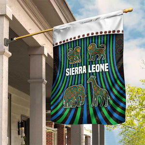 Sierra Leone Garden Flag - Tribal Animal Pattern Featuring Lion Elephant Giraffe and Monkey