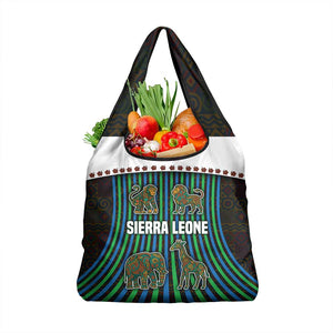 Sierra Leone Grocery Bag - Tribal Animal Pattern Featuring Lion Elephant Giraffe and Monkey