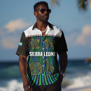 Sierra Leone Hawaiian Shirt - Tribal Animal Pattern Featuring Lion Elephant Giraffe and Monkey