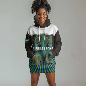 Sierra Leone Hoodie Dress - Tribal Animal Pattern Featuring Lion Elephant Giraffe and Monkey