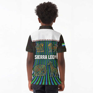 Sierra Leone Kid Polo Shirt - Tribal Animal Pattern Featuring Lion Elephant Giraffe and Monkey