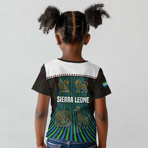 Sierra Leone Kid T shirt - Tribal Animal Pattern Featuring Lion Elephant Giraffe and Monkey