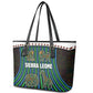 Sierra Leone Leather Tote Bag - Tribal Animal Pattern Featuring Lion Elephant Giraffe and Monkey