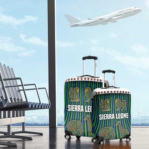 Sierra Leone Luggage Cover - Tribal Animal Pattern Featuring Lion Elephant Giraffe and Monkey