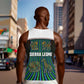 Sierra Leone Men Tank Top - Tribal Animal Pattern Featuring Lion Elephant Giraffe and Monkey