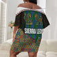 Sierra Leone Off Shoulder Short Dress - Tribal Animal Pattern Featuring Lion Elephant Giraffe and Monkey