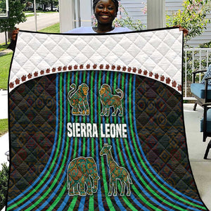 Sierra Leone Quilt - Tribal Animal Pattern Featuring Lion Elephant Giraffe and Monkey