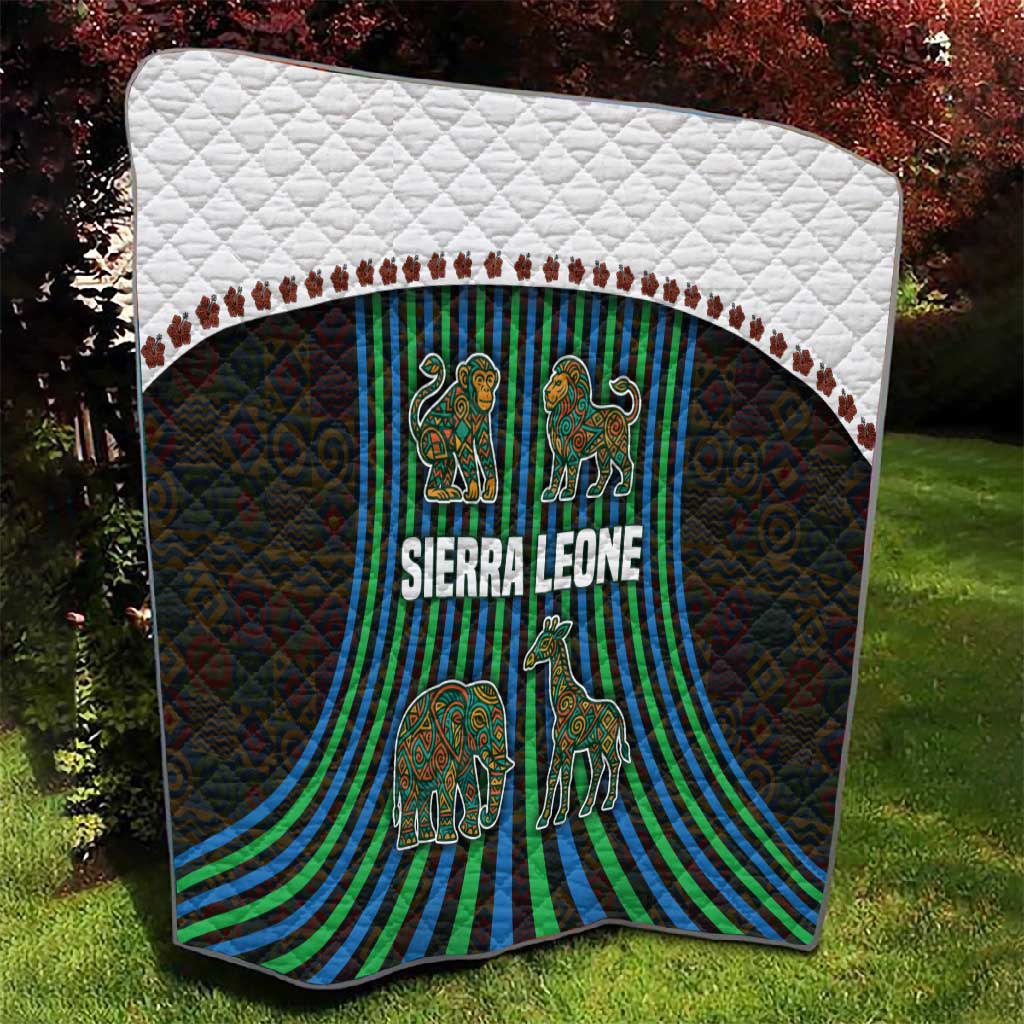 Sierra Leone Quilt - Tribal Animal Pattern Featuring Lion Elephant Giraffe and Monkey