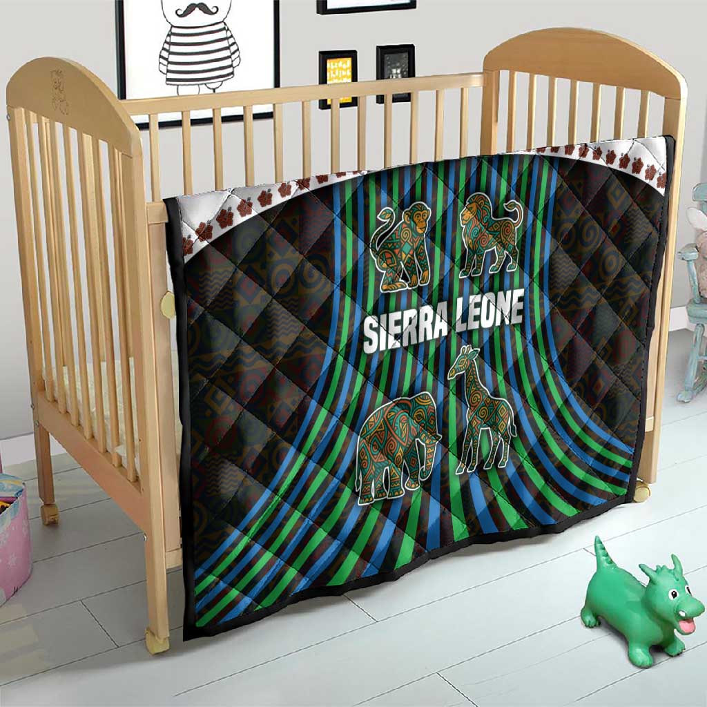 Sierra Leone Quilt - Tribal Animal Pattern Featuring Lion Elephant Giraffe and Monkey