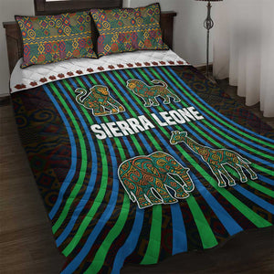 Sierra Leone Quilt Bed Set - Tribal Animal Pattern Featuring Lion Elephant Giraffe and Monkey