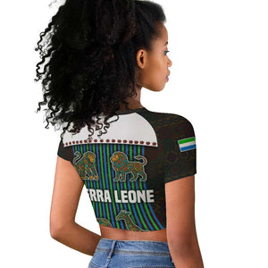 Sierra Leone Raglan Cropped T shirt - Tribal Animal Pattern Featuring Lion Elephant Giraffe and Monkey