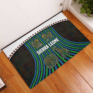 Sierra Leone Rubber Doormat - Tribal Animal Pattern Featuring Lion Elephant Giraffe and Monkey