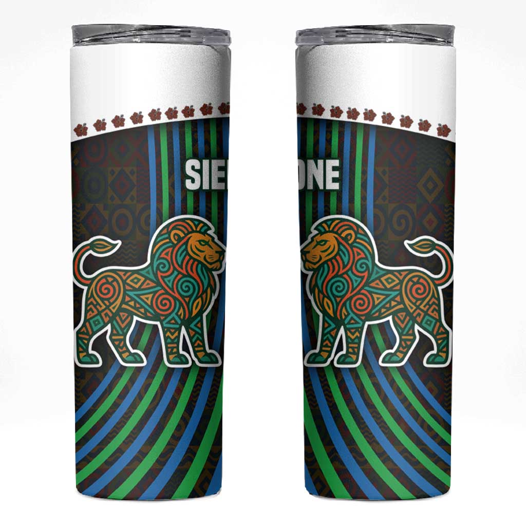 Sierra Leone Skinny Tumbler - Tribal Animal Pattern Featuring Lion Elephant Giraffe and Monkey