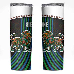 Sierra Leone Skinny Tumbler - Tribal Animal Pattern Featuring Lion Elephant Giraffe and Monkey