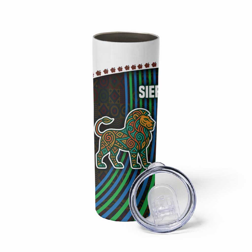 Sierra Leone Skinny Tumbler - Tribal Animal Pattern Featuring Lion Elephant Giraffe and Monkey