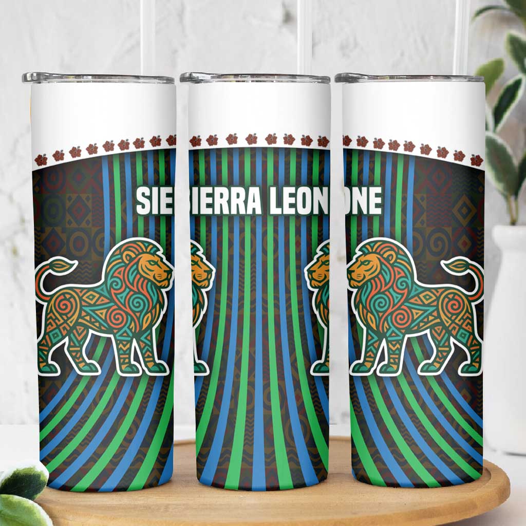 Sierra Leone Skinny Tumbler - Tribal Animal Pattern Featuring Lion Elephant Giraffe and Monkey