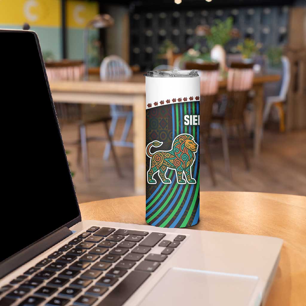 Sierra Leone Skinny Tumbler - Tribal Animal Pattern Featuring Lion Elephant Giraffe and Monkey