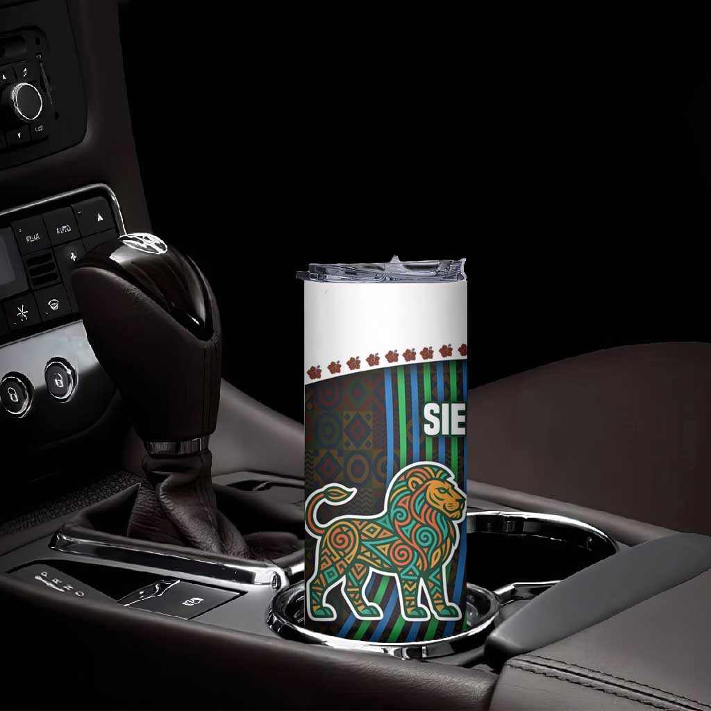 Sierra Leone Skinny Tumbler - Tribal Animal Pattern Featuring Lion Elephant Giraffe and Monkey