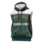 Sierra Leone Sleeveless Hoodie - Tribal Animal Pattern Featuring Lion Elephant Giraffe and Monkey - African Pride