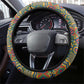 Sierra Leone Steering Wheel Cover - Tribal Animal Pattern Featuring Lion Elephant Giraffe and Monkey