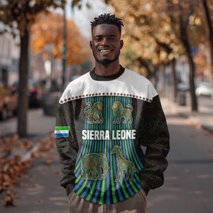 Sierra Leone Sweatshirt - Tribal Animal Pattern Featuring Lion Elephant Giraffe and Monkey