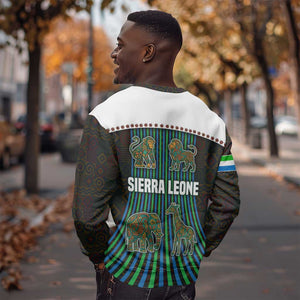 Sierra Leone Sweatshirt - Tribal Animal Pattern Featuring Lion Elephant Giraffe and Monkey