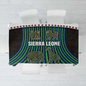 Sierra Leone Tablecloth - Tribal Animal Pattern Featuring Lion Elephant Giraffe and Monkey